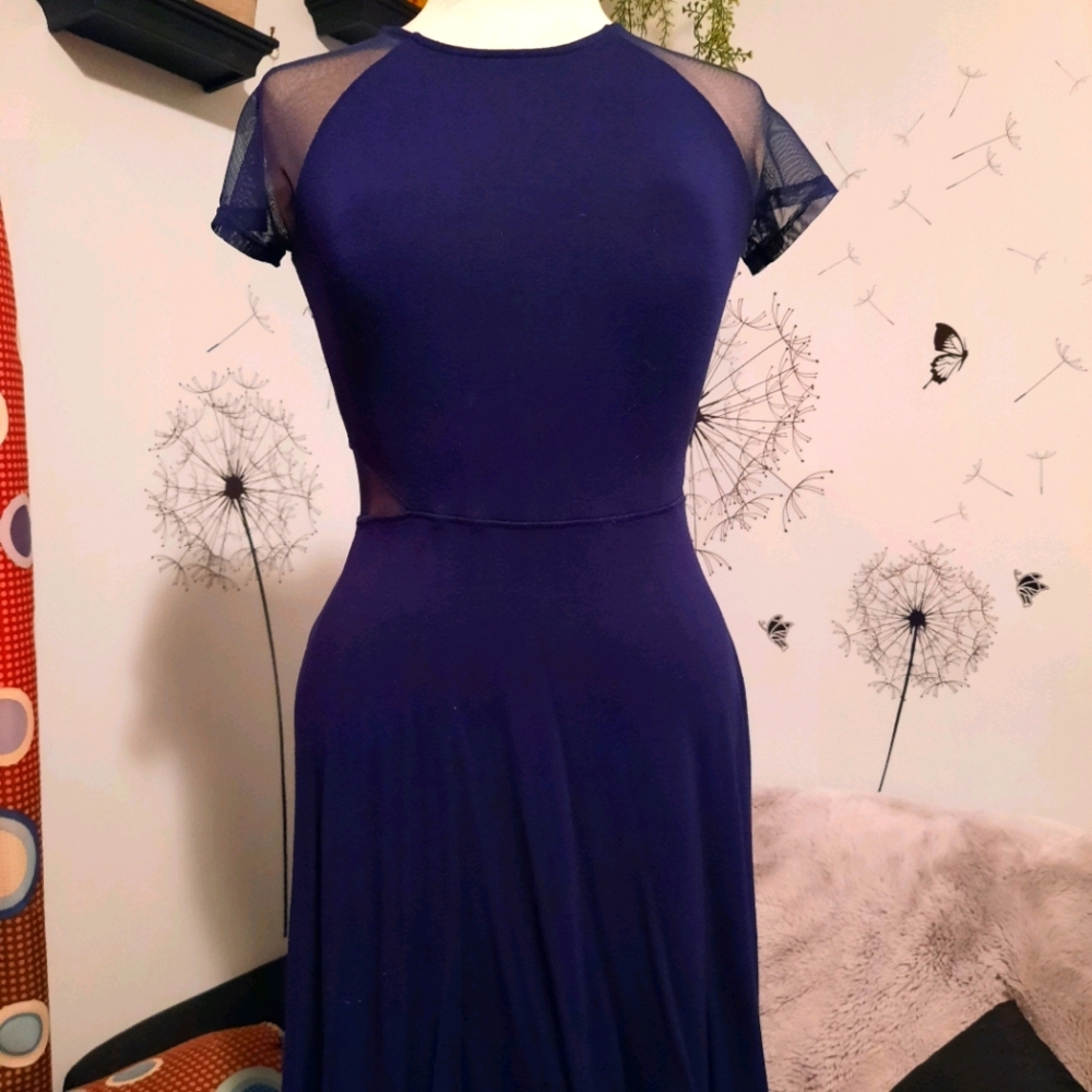 Blue Open-Back Midi Dress M